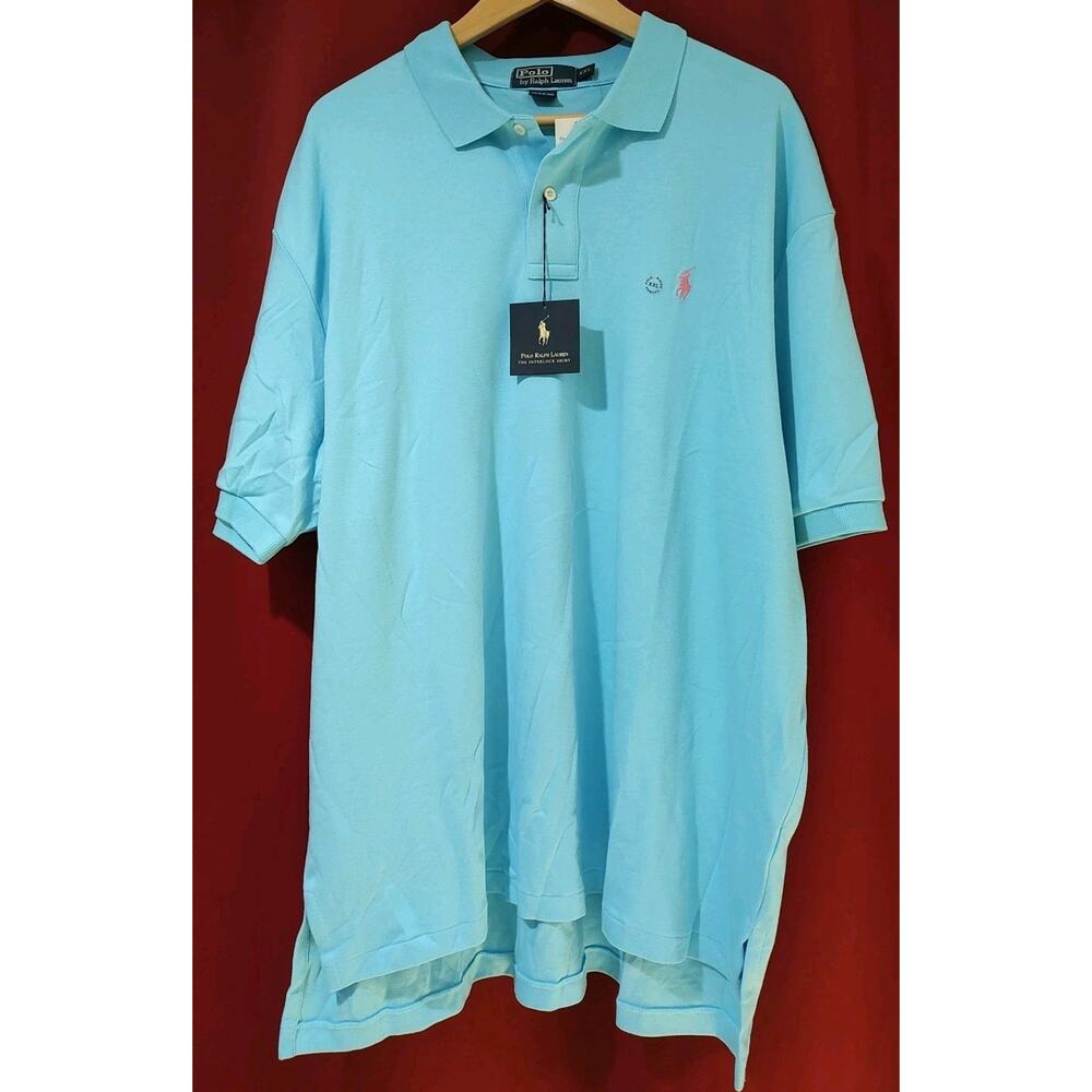 Men's Polo Ralph Lauren Polo Shirt Light Blue Interlock Short Sleeve Pony - XXL
